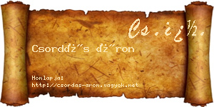 Csordás Áron névjegykártya